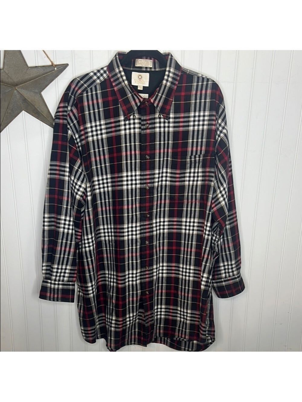Viyella Mens Classic Plaid Cotton Wool Dress Shirt Size 2X